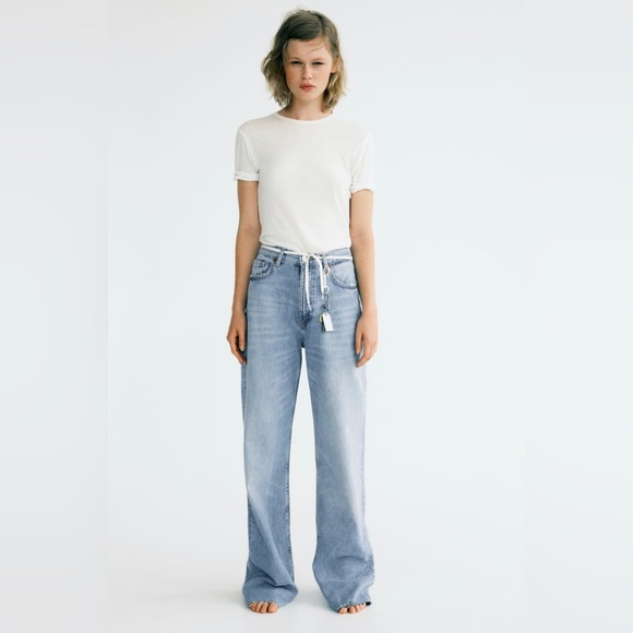 Zara Jeans Zara Full Length Trf High Rise Wide Leg Jeans Poshmark